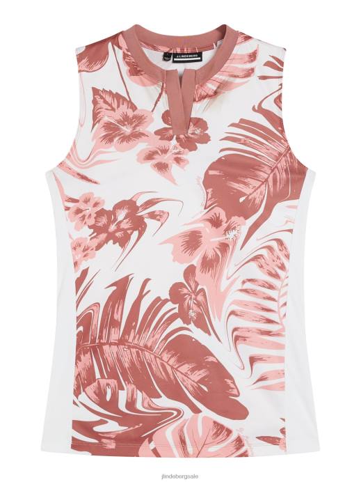 Women J.Lindeberg Hibiscus Pink Meya Print Top Clothing 8R621546