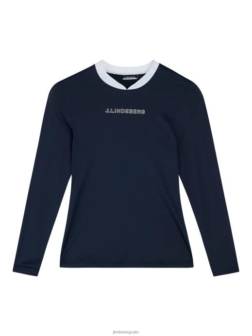 Women J.Lindeberg Navy Meja Long Sleeve Top Clothing 8R621421