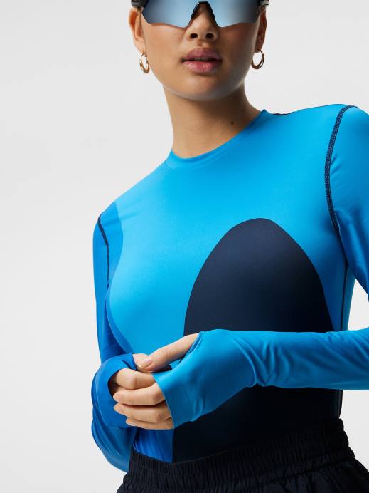 Women J.Lindeberg Navy Swirl Long Sleeve Top Clothing 8R621415