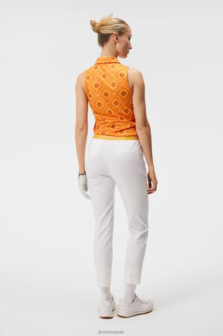 Women J.Lindeberg Orange Diamond Logo Dena Print Sleeveless Top Clothing 8R621478