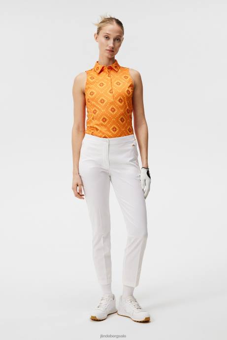 Women J.Lindeberg Orange Diamond Logo Dena Print Sleeveless Top Clothing 8R621478