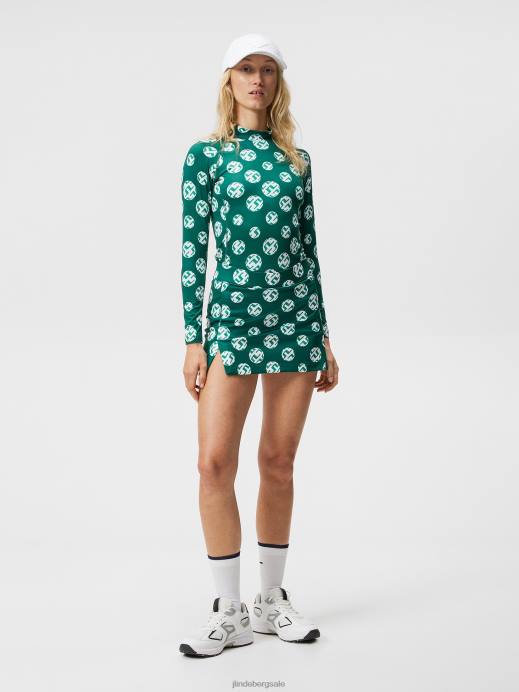 Women J.Lindeberg Rain Forest Sphere Dot Asa Print Compression Top Clothing 8R621488