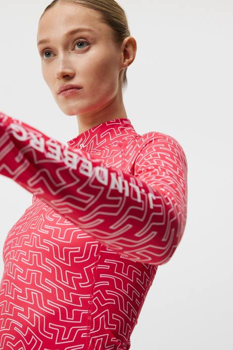 Women J.Lindeberg Rain Forest Sphere Dot Asa Print Compression Top Clothing 8R621488