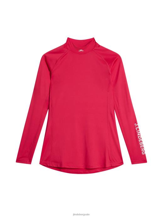 Women J.Lindeberg Rose Red Asa Compression Top Clothing 8R621371