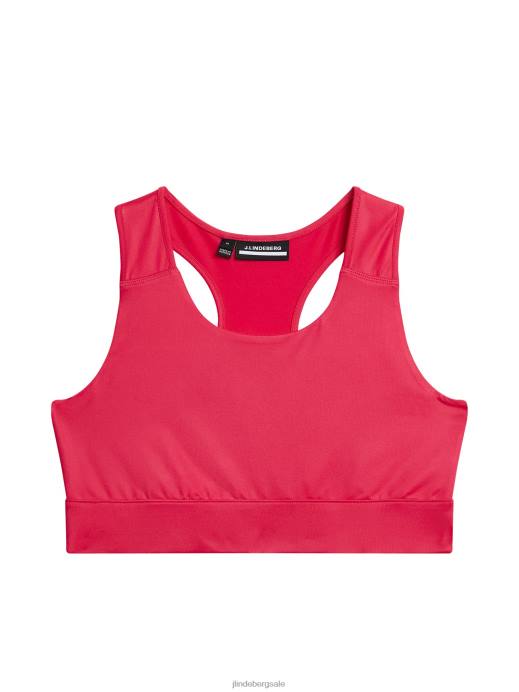 Women J.Lindeberg Rose Red Penny Sports Bra Clothing 8R621346