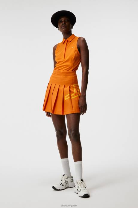 Women J.Lindeberg Russet Orange Dena Sleeveless Top Clothing 8R621442