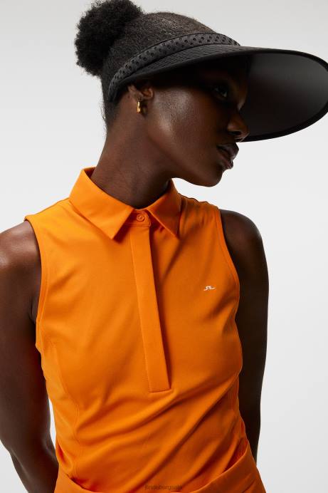 Women J.Lindeberg Russet Orange Dena Sleeveless Top Clothing 8R621442