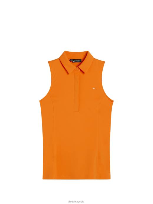 Women J.Lindeberg Russet Orange Dena Sleeveless Top Clothing 8R621442