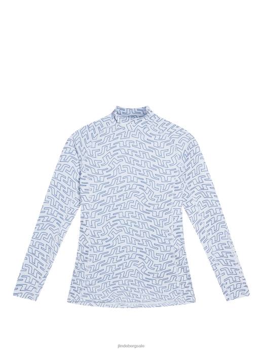 Women J.Lindeberg White Bridge Swirl Asa Print Compression Top Clothing 8R621490