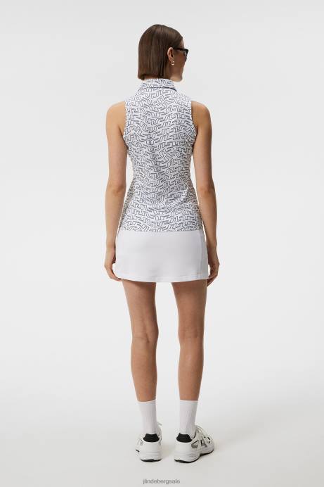Women J.Lindeberg White Bridge Swirl Dena Print Sleeveless Top Clothing 8R621480