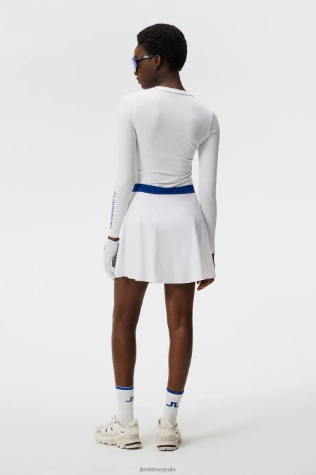 Women J.Lindeberg White Printed Bridge Tekla Crew Neck Top Clothing 8R621391