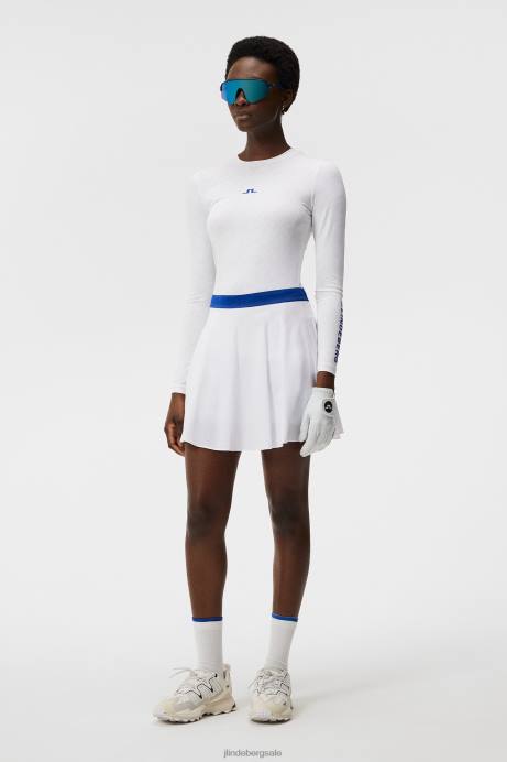 Women J.Lindeberg White Printed Bridge Tekla Crew Neck Top Clothing 8R621391