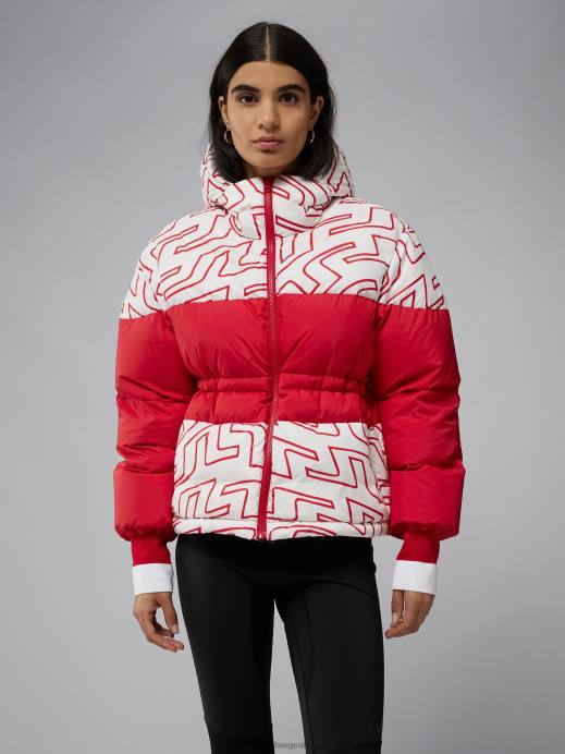 Women J.Lindeberg Bridge Swirl White Block Print Down Jacket Clothing 8R622026