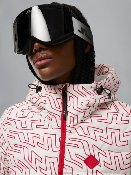 Women J.Lindeberg Bridge Swirl White Thermic Pro Print Down Jacket Clothing 8R622031