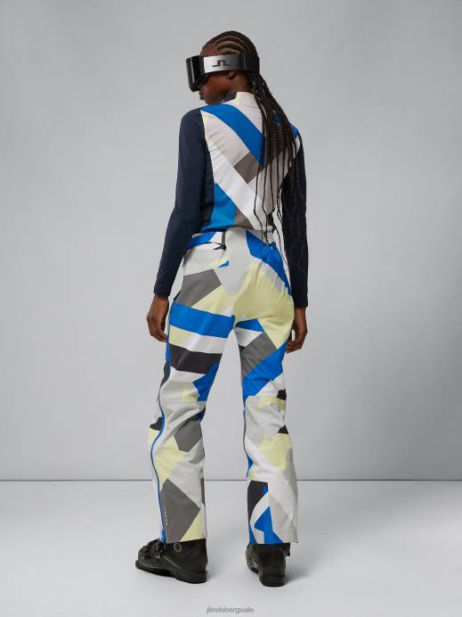 Women J.Lindeberg Grey Flag Patchwork Aerial Print Shell Pant Clothing 8R622059